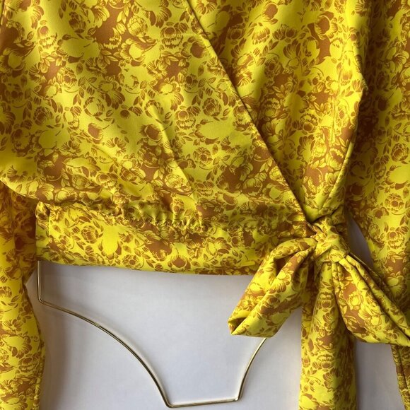 Rodebjer floral print wrap top, yellow, Size L - Picture 5 of 8